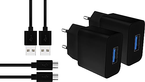 MyGadget Micro USB Ladegerät - 2X Netzteil (2A | 5V) & 2X Kabel (1m) für Smartphone & Tablet, Samsung (u.a. S6 | S7). HTC, Sony, Nexus in Schwarz von MyGadget