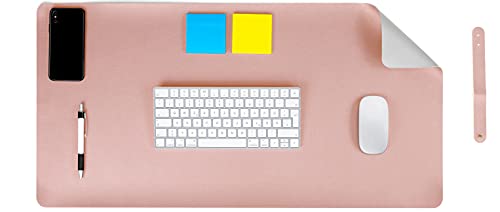 MyGadget Schreibtischunterlage 60 x 30 cm - Kunstleder Mauspad Schreibunterlage Tischunterlage | Rutschfest für Computer Laptop - Zweiseitig Rosa Grau von MyGadget