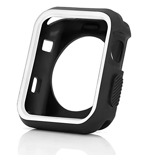 MyGadget Schutzhülle Bumper Schutz für Apple Watch 42mm Series 3 | 2 | 1 - Stoßdämpfende Silikon Hülle Slim Fit iWatch Case mit rundum Schutz in Weiß von MyGadget