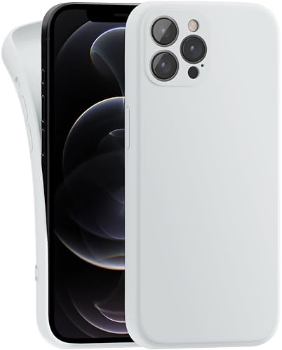 MyGadget Hülle Kompatibel mit iPhone 12 Pro - robuste Silikon Schutzhülle TPU Case Slim Silikonhülle - Back Cover Kratzfest Handyhülle - Matt Weiß von MyGadget