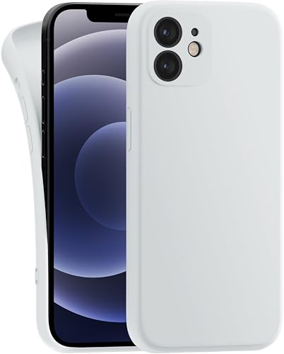 MyGadget Hülle Kompatibel mit iPhone 12 - robuste Silikon Schutzhülle TPU Case Slim Silikonhülle - Back Cover Kratzfest Handyhülle - Matt Weiß von MyGadget