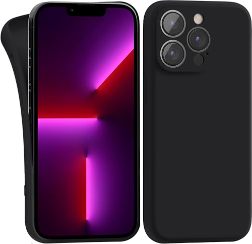 MyGadget Hülle Kompatibel mit iPhone 13 Pro - robuste Silikon Schutzhülle TPU Case Slim Silikonhülle - Back Cover Kratzfest Handyhülle - Matt Schwarz von MyGadget