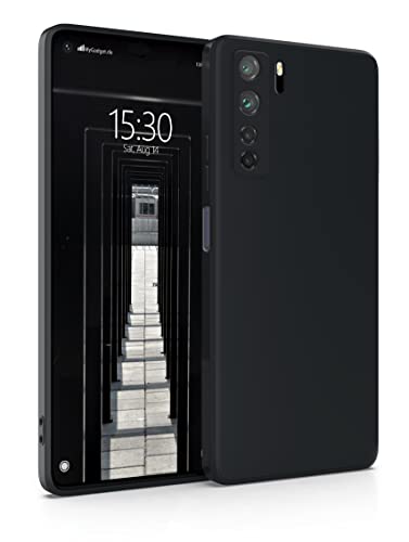 MyGadget Silikon Hülle Kompatibel mit Huawei P40 Lite 5G - robuste Schutzhülle TPU Case Slim Silikonhülle - Back Cover Kratzfest Handyhülle - Matt Schwarz von MyGadget