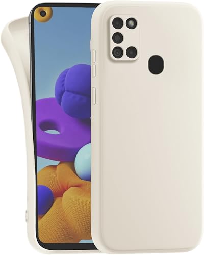 MyGadget Hülle für Samsung Galaxy A21s - robuste Silikon Schutzhülle TPU Case Slim Silikonhülle - Back Cover Kratzfest Handyhülle - Matt Beige von MyGadget