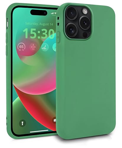 MyGadget Silikon Hülle für Apple iPhone 15 Pro Max - robuste Schutzhülle TPU Case Slim Silikonhülle Back Cover Ultra Kratzfest Handyhülle matt Dunkelgrün von MyGadget