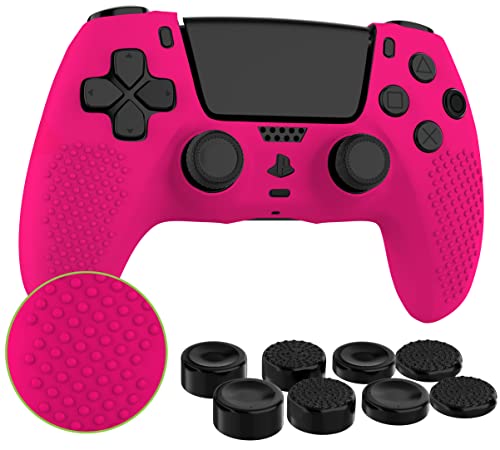 MyGadget Silikon Hülle kompatibel mit PS5 Controller - mit 8 Thumbsticks (2X Paar Hoch | 2X Paar Tief) - Playstation 5 Dualsense Wireless Skin in Pink von MyGadget