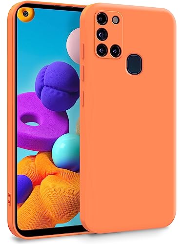 MyGadget Silikon Hülle kompatibel mit Samsung Galaxy A21s - Zweilagige Handyhülle mit Kameraschutz - Cover mit Innenfutter & Silikon außen - Orange von MyGadget