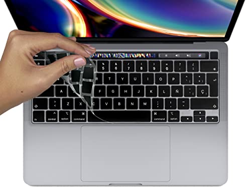 MyGadget Tastaturschutz QWERTY für Apple MacBook Pro 13 Zoll [ ab 2020] & 16 Zoll [ 2019-2021] - Folie für spanische Tastatur - Keyboard Cover - Schwarz von MyGadget