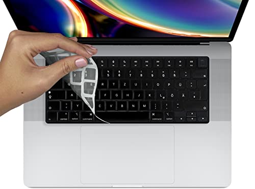 MyGadget Tastaturschutz für Apple MacBook Pro 14 & 16 Zoll [ ab 2021 - M1] Air 13" [ ab 2022 - A2681 M2] Air 15 [ ab 2023 - A2941] - Folie für EU Tastatur - Keyboard Cover Transparent von MyGadget