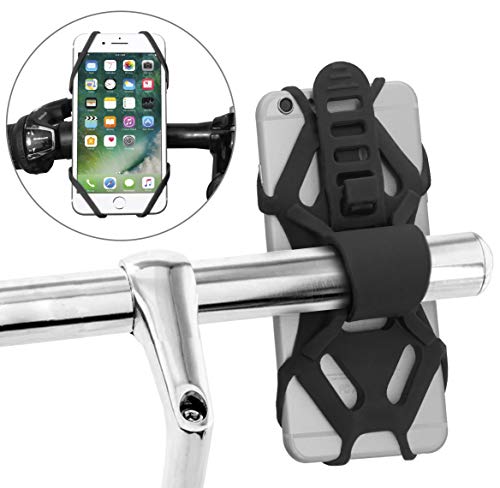 MyGadget Universal Handyhalterung aus Silikon [Anti Shake] Lenkerhalterung Handy Fahrradhalterung | Motorrad Halterung für 4, 5-6" Smartphones (Schwarz) von MyGadget