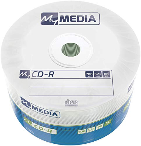 MyMedia CD-R 700 MB, 50er Pack Spindel, CD Rohlinge Labelling, 52-fache Brenngeschwindigkeit mit Langer Lebensdauer, Leere CDs beschreibbar, Audio CD Rohling, CD 50er Spindel MyMedia CD-R 700 MB, 50er Pack Spindel, CD Rohlinge Labelling, 52-fache Brenngeschwindigkeit mit Langer Lebensdauer, Leere CDs beschreibbar, Audio CD Rohling, CD 50er Spindel von MyMedia