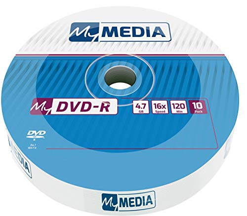 MyMedia DVD‑R 16x 4.7GB, 10er Pack Spindel, DVD Rohlinge beschreibbar, 16-fache Brenngeschwindigkeit & Lange Lebensdauer, DVD-R rewritable, DVD leer, Leere DVD von MyMedia