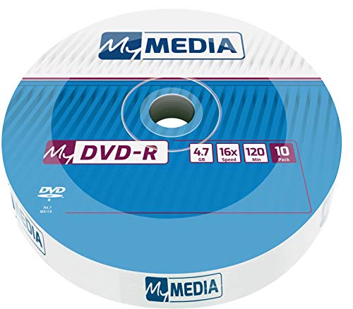 MyMedia DVD‑R 16x 4.7GB, 10er Pack Spindel, DVD Rohlinge beschreibbar, 16-fache Brenngeschwindigkeit & Lange Lebensdauer, DVD-R rewritable, DVD leer, Leere DVD MyMedia DVD‑R 16x 4.7GB, 10er Pack Spindel, DVD Rohlinge beschreibbar, 16-fache Brenngeschwindigkeit & Lange Lebensdauer, DVD-R rewritable, DVD leer, Leere DVD von MyMedia