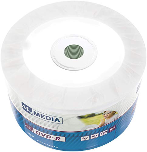 MyMedia DVD‑R 16x 4.7GB, 50er Pack Spindel, DVD Rohlinge bedruckbar, 16-fache Brenngeschwindigkeit & Lange Lebensdauer, DVD-R Printable, DVD Leer, Leere DVD, Rohlinge DVD von MyMedia