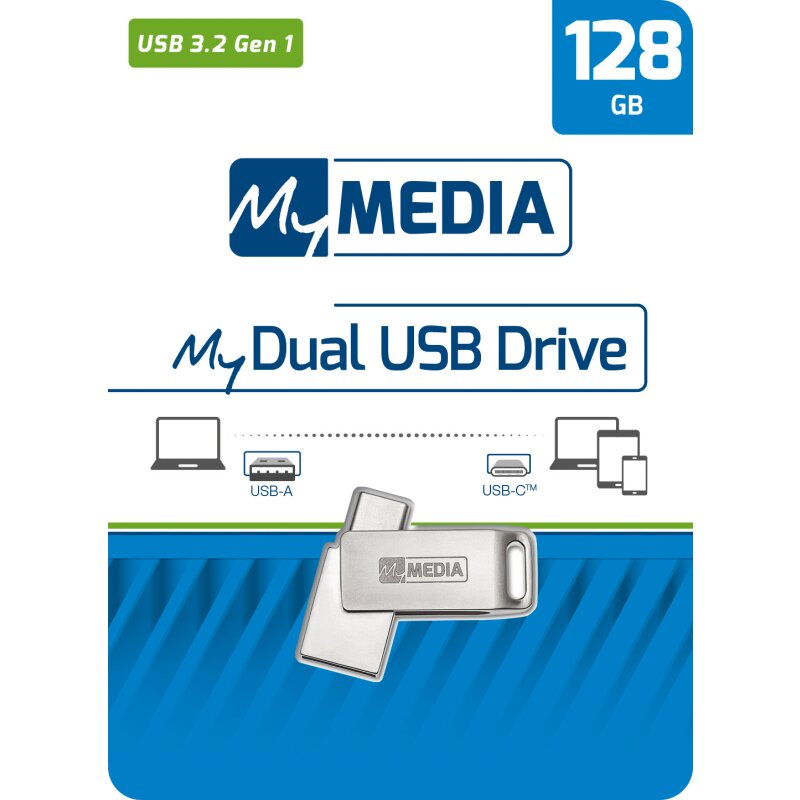 MyMedia USB 3.2 OTG Stick 128GB, Typ A-C, My Dual, silber von MyMedia
