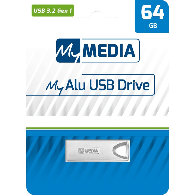 MyMedia USB 3.2 Stick 64GB, Typ-A, My Alu, silber von MyMedia