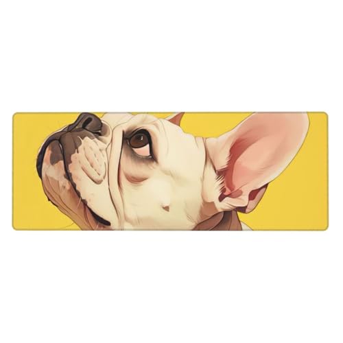 Animal Dog Französisch Bulldogge Print Extended Gaming Mousepad Große Mauspad Tastatur Pad Mousepad Schreibtisch Pad 90x31.8 Zoll, XL von MyPiky