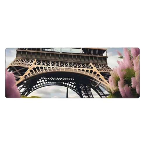 Blume Paris Eiffelturm Print Extended Gaming Mousepad Große Mauspad Tastatur Pad Mousepad Schreibtisch Pad 70 * 29cm, XL von MyPiky