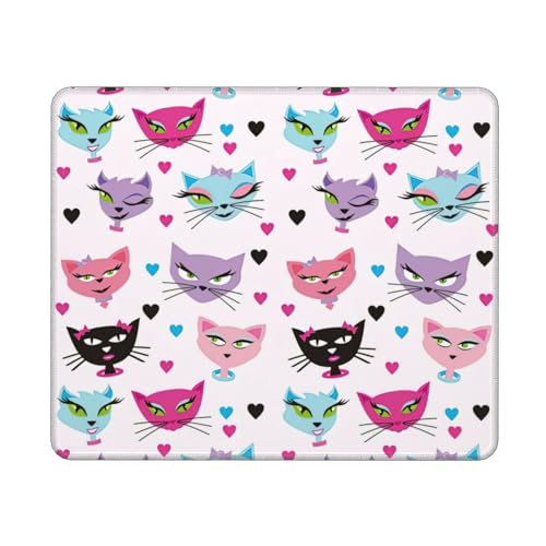 Carttoon Cat Print Computer Mousepad, Gaming Mousepad, Rechteckige Maus, Mauspad für Desktop-Laptop, 25 * 30cm von MyPiky