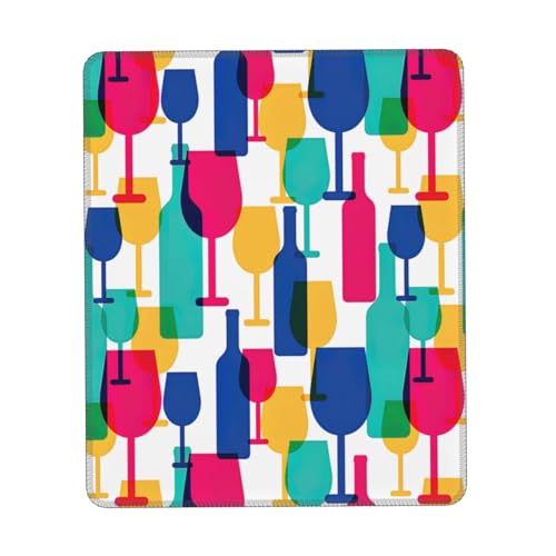 Cocktailgläser und Weinflaschen Drucken Mauspad, Gaming Mauspad,Computer-Mauspads für Laptop, Maus, 25 * 30 cm, Büro 25.9 * 22.5cm von MyPiky