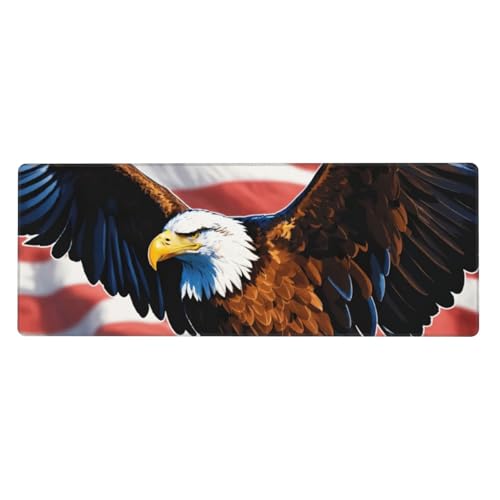Erweitertes Gaming-Mauspad, Adler mit USA-Flagge, großes Mauspad, Tastatur-Pad, Schreibtischunterlage, 80 x 30 cm, XL Erweitertes Gaming-Mauspad, Adler mit USA-Flagge, großes Mauspad, Tastatur-Pad, Schreibtischunterlage, 80 x 30 cm, XL von MyPiky