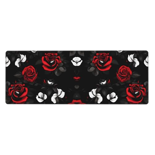 Erweitertes Gaming-Mauspad, großes Mauspad, Tastatur-Pad, Schreibtischunterlage, 80 x 30 cm, Schwarz / Weiß / Rot Erweitertes Gaming-Mauspad, großes Mauspad, Tastatur-Pad, Schreibtischunterlage, 80 x 30 cm, Schwarz / Weiß / Rot von MyPiky