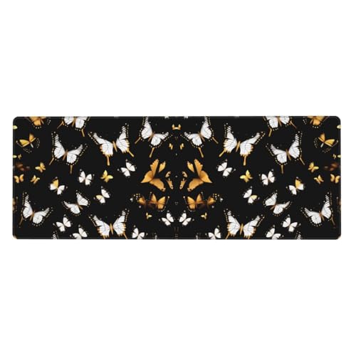 Erweitertes Gaming-Mauspad, großes Mauspad, Tastatur-Pad, Schreibtischunterlage, 80 x 30 cm, goldfarben / Weiß / Schwarz Erweitertes Gaming-Mauspad, großes Mauspad, Tastatur-Pad, Schreibtischunterlage, 80 x 30 cm, goldfarben / Weiß / Schwarz von MyPiky