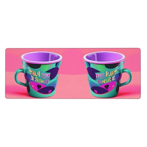 Erweitertes Gaming-Mauspad mit 90er-Jahre-Tassen-Design, großes Mauspad, Tastatur-Pad, Schreibtischunterlage, 80 x 30 cm, XL von MyPiky