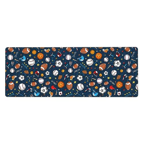Erweitertes Gaming-Mauspad mit Baseball-, Basketball-, Fußball-, Hockey-Aufdruck, großes Mauspad, Tastatur-Pad, Schreibtischunterlage, 80 x 30 cm, XL Erweitertes Gaming-Mauspad mit Baseball-, Basketball-, Fußball-, Hockey-Aufdruck, großes Mauspad, Tastatur-Pad, Schreibtischunterlage, 80 x 30 cm, XL von MyPiky