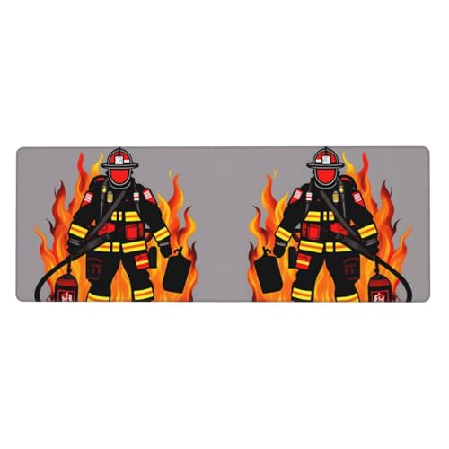 Erweitertes Gaming-Mauspad mit Feuerwehrmann-Aufdruck, großes Mauspad, Tastatur-Pad, Schreibtischunterlage, 80 x 30 cm, XL Erweitertes Gaming-Mauspad mit Feuerwehrmann-Aufdruck, großes Mauspad, Tastatur-Pad, Schreibtischunterlage, 80 x 30 cm, XL von MyPiky