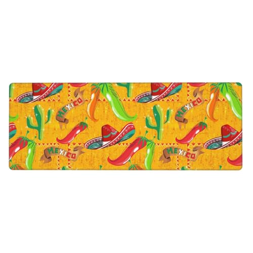 Erweitertes Gaming-Mauspad mit Kaktushut und Chili-Pfeffer-Druck, großes Mauspad, Tastatur-Pad, Schreibtischunterlage, 80 x 30 cm, XL von MyPiky