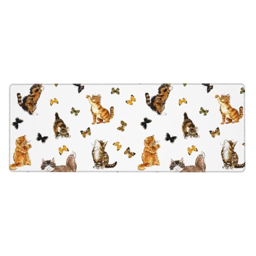 Erweitertes Gaming-Mauspad mit Katzen- und Schmetterlings-Aufdruck, großes Mauspad, Tastatur-Pad, Schreibtischunterlage, 80 x 30 cm, XL Erweitertes Gaming-Mauspad mit Katzen- und Schmetterlings-Aufdruck, großes Mauspad, Tastatur-Pad, Schreibtischunterlage, 80 x 30 cm, XL von MyPiky