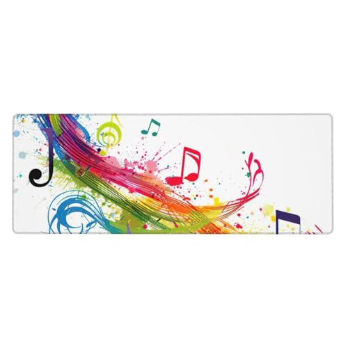 Erweitertes Gaming-Mauspad mit buntem Musiknoten-Druck, großes Mauspad, Tastatur-Pad, Schreibtischunterlage, 80 x 30 cm, XL Erweitertes Gaming-Mauspad mit buntem Musiknoten-Druck, großes Mauspad, Tastatur-Pad, Schreibtischunterlage, 80 x 30 cm, XL von MyPiky