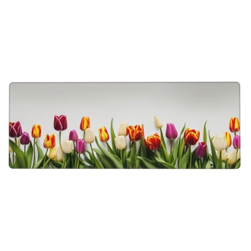 Erweitertes Gaming-Mauspad mit buntem Tulpenmuster, großes Mauspad, Tastatur-Pad, Schreibtischunterlage, 80 x 30 cm, XL Erweitertes Gaming-Mauspad mit buntem Tulpenmuster, großes Mauspad, Tastatur-Pad, Schreibtischunterlage, 80 x 30 cm, XL von MyPiky