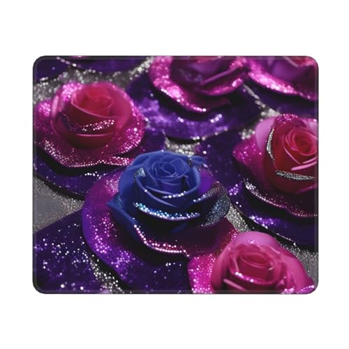 Glitzer Pailletten Rosen Druck Computer Mauspad, Gaming Mauspad Rechteckige Maus, Mauspad für Schreibtisch Laptop, 25x30cm Glitzer Pailletten Rosen Druck Computer Mauspad, Gaming Mauspad Rechteckige Maus, Mauspad für Schreibtisch Laptop, 25x30cm von MyPiky