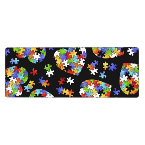 Großes Gaming-Mauspad für Autismus-Bewusstsein, Puzzleteile, Herzdruck, großes Mauspad, Tastatur-Pad, Schreibtischunterlage, 80 x 30 cm, XL Großes Gaming-Mauspad für Autismus-Bewusstsein, Puzzleteile, Herzdruck, großes Mauspad, Tastatur-Pad, Schreibtischunterlage, 80 x 30 cm, XL von MyPiky