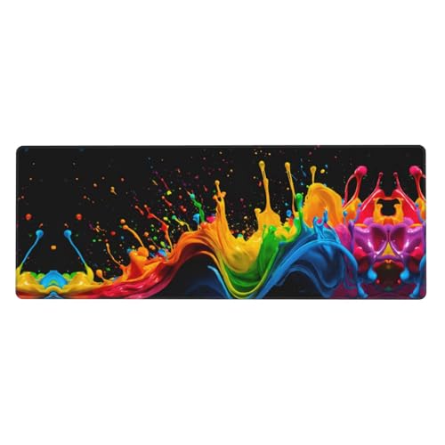 Großes Gaming-Mauspad mit Farbspritzer-Hintergrunddruck, großes Mauspad, Tastatur-Pad, Schreibtischunterlage, 80 x 30 cm, XL Großes Gaming-Mauspad mit Farbspritzer-Hintergrunddruck, großes Mauspad, Tastatur-Pad, Schreibtischunterlage, 80 x 30 cm, XL von MyPiky