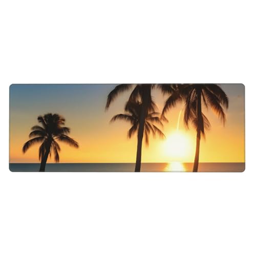 Großes Gaming-Mauspad mit Sonnenaufgang und Hintergrundbeleuchtung, Palmen-Druck, großes Mauspad, Tastatur-Pad, Schreibtischunterlage, 80 x 30 cm, XL Großes Gaming-Mauspad mit Sonnenaufgang und Hintergrundbeleuchtung, Palmen-Druck, großes Mauspad, Tastatur-Pad, Schreibtischunterlage, 80 x 30 cm, XL von MyPiky