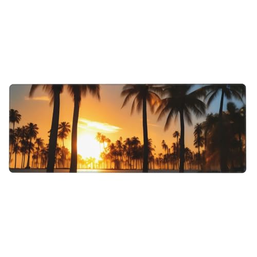 Großes Gaming-Mauspad mit Sonnenaufgang und Hintergrundbeleuchtung, Palmen-Druck, großes Mauspad, Tastatur-Pad, Schreibtischunterlage, 80 x 30 cm, XL von MyPiky