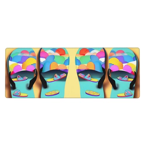 Lustige Flip-Flops, Hausschuhe, Kunst-Sandalen-Druck, erweitertes Gaming-Mauspad, großes Mauspad, Tastatur-Pad, Mauspad, Schreibtischunterlage, 80 x 30 cm, XL Lustige Flip-Flops, Hausschuhe, Kunst-Sandalen-Druck, erweitertes Gaming-Mauspad, großes Mauspad, Tastatur-Pad, Mauspad, Schreibtischunterlage, 80 x 30 cm, XL von MyPiky