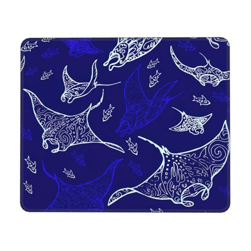 Manta Ray und Fisch-Druck, rechteckiges Mauspad für Computer, rutschfestes Mauspad, 25,4 x 30,5 cm, 20,4 x 24,1 cm Manta Ray und Fisch-Druck, rechteckiges Mauspad für Computer, rutschfestes Mauspad, 25,4 x 30,5 cm, 20,4 x 24,1 cm von MyPiky