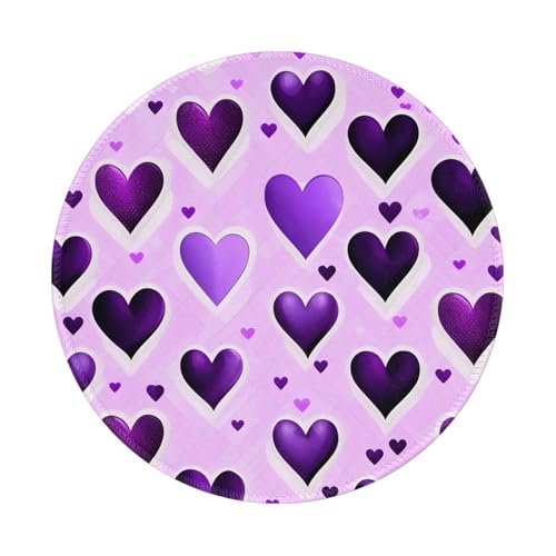 Mauspad, modisch, violett, Herz-Druck, rutschfest, Gummi, rund, Schreibtischunterlage, 20 x 20 cm, für Gaming, Büro, Computer Mauspad, modisch, violett, Herz-Druck, rutschfest, Gummi, rund, Schreibtischunterlage, 20 x 20 cm, für Gaming, Büro, Computer von MyPiky