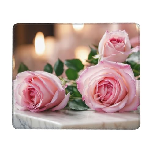 Mauspad Roter Rosendruck Rechteckiges Mauspad für Computer, rutschfeste Mauspad 25 * 30 cm (25 * 30cm) von MyPiky