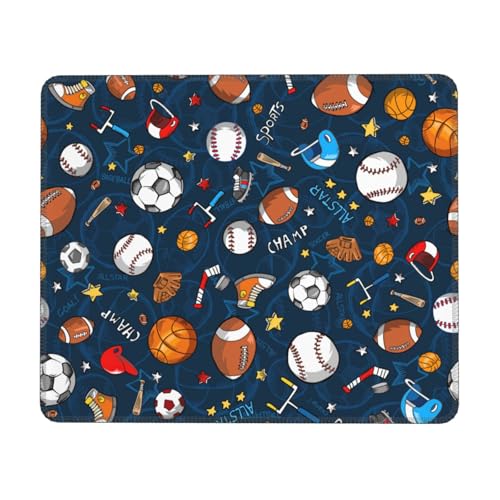 Mauspad mit Baseball-, Basketball-, Fußball-, Hockey-Druck, rechteckiges Mauspad für Computer, rutschfestes Mauspad, 25,4 x 30,5 cm, 20,4 x 24,1 cm Mauspad mit Baseball-, Basketball-, Fußball-, Hockey-Druck, rechteckiges Mauspad für Computer, rutschfestes Mauspad, 25,4 x 30,5 cm, 20,4 x 24,1 cm von MyPiky