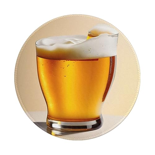 Mauspad mit Bierschaum-Druck, rutschfest, rund, Schreibtischunterlage 20 x 20 cm, für Gaming, Büro, Computer von MyPiky