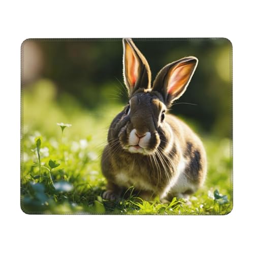Mauspad mit Hasen-Motiv, rechteckig, für Computer, rutschfestes Mauspad, 25,4 x 30,5 cm, 20,5 x 24,1 cm von MyPiky