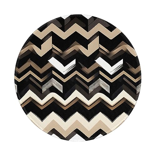 Mauspad mit Zickzack-Druck, rutschfest, rund, 20 x 20 cm, Schwarz / Weiß Mauspad mit Zickzack-Druck, rutschfest, rund, 20 x 20 cm, Schwarz / Weiß von MyPiky