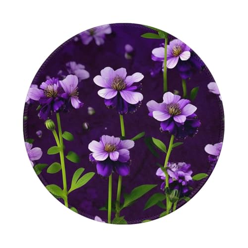 Mauspad mit blühendem violettem Blumendruck, rutschfestes Gummi-Mauspad, rund, Schreibtischunterlage 20 x 20 cm, für Gaming, Büro, Computer Mauspad mit blühendem violettem Blumendruck, rutschfestes Gummi-Mauspad, rund, Schreibtischunterlage 20 x 20 cm, für Gaming, Büro, Computer von MyPiky