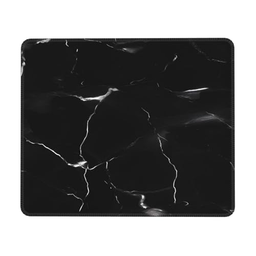 Mauspad mit schwarzem Marmor-Druck, rechteckig, für Computer, rutschfestes Mauspad, 25,4 x 30,5 cm, 20,5 x 24,1 cm von MyPiky