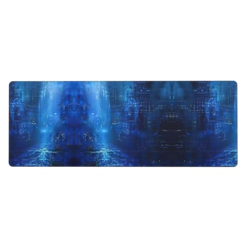 MyPiky The Blue Binary Print Erweitertes Gaming-Mauspad, großes Mauspad, Tastatur-Pad, Schreibtischunterlage, 80 x 30 cm, XL, Schwarz von MyPiky